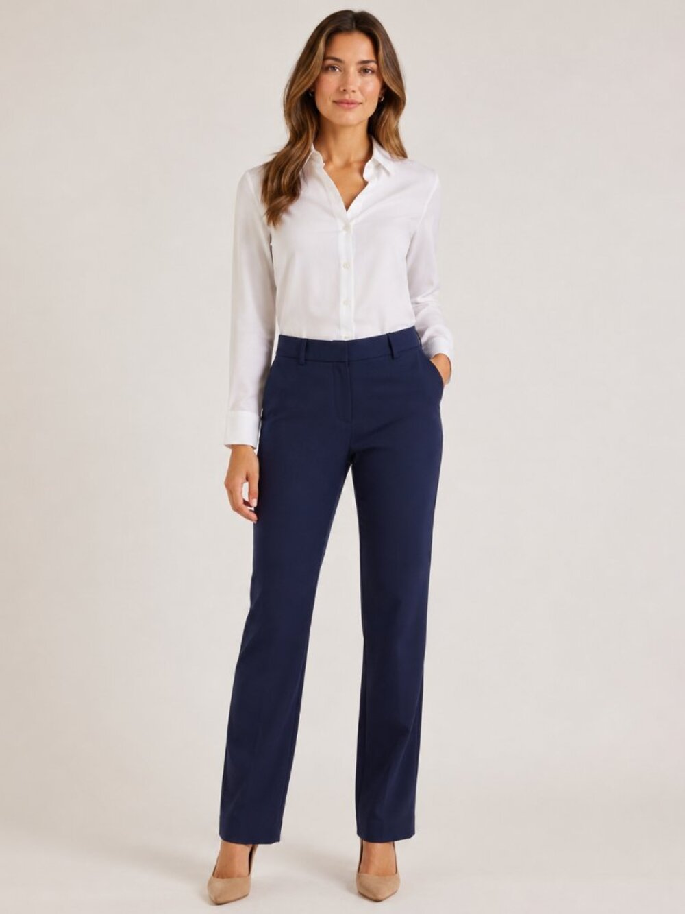 J.Crew Ruby Full Length Pants Women’s Size 8 Navy Blue Straight Leg Career